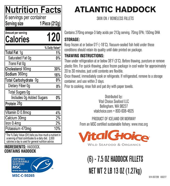 MSC Wild Atlantic Haddock skinon, boneless Vital Choice